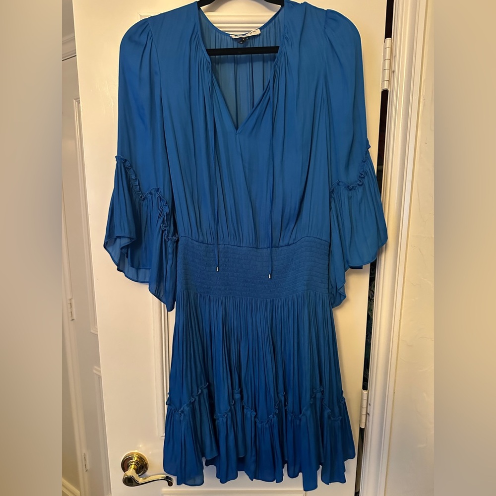 Halston Heritage Tie-Neck Smock-Waist Dress Size Large
